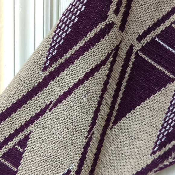 Aspetuck Trading Co. 90's Vintage Funky Knit Crewneck Sweater Taupe Purple XL - Picture 4 of 12